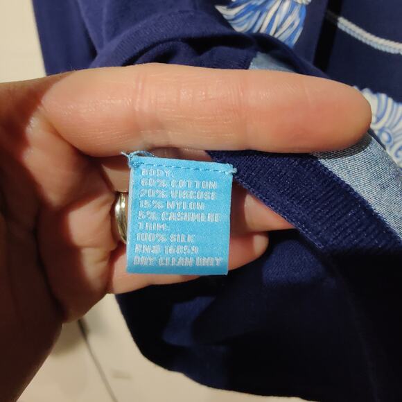 J. McLaughlin Womens Sz M Blue Silk Cashmere Pullover Sweater Baroque - Picture 4 of 5